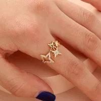 Wholesale Jewelry Micro-inlaid White Zircon Wave Copper Ring Nihaowholesale sku image 3