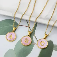 Wholesale Jewelry Simple Style Letter Titanium Steel Shell 18K Gold Plated Plating Inlaid Shell Necklace main image 2