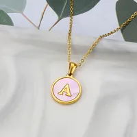 Wholesale Jewelry Simple Style Letter Titanium Steel Shell 18K Gold Plated Plating Inlaid Shell Necklace main image 3