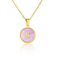 Wholesale Jewelry Simple Style Letter Titanium Steel Shell 18K Gold Plated Plating Inlaid Shell Necklace main image 4