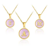 Wholesale Jewelry Simple Style Letter Titanium Steel Shell 18K Gold Plated Plating Inlaid Shell Necklace main image 5
