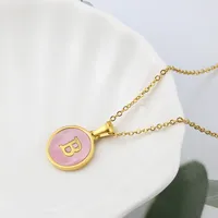 Wholesale Jewelry Simple Style Letter Titanium Steel Shell 18K Gold Plated Plating Inlaid Shell Necklace sku image 2