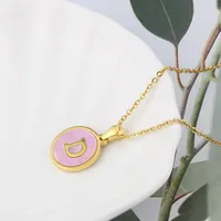 Wholesale Jewelry Simple Style Letter Titanium Steel Shell 18K Gold Plated Plating Inlaid Shell Necklace sku image 4