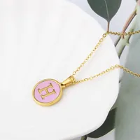Wholesale Jewelry Simple Style Letter Titanium Steel Shell 18K Gold Plated Plating Inlaid Shell Necklace sku image 8