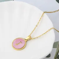 Wholesale Jewelry Simple Style Letter Titanium Steel Shell 18K Gold Plated Plating Inlaid Shell Necklace sku image 10