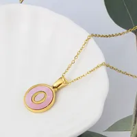 Wholesale Jewelry Simple Style Letter Titanium Steel Shell 18K Gold Plated Plating Inlaid Shell Necklace sku image 15