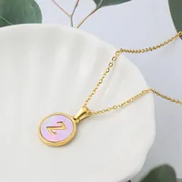Wholesale Jewelry Simple Style Letter Titanium Steel Shell 18K Gold Plated Plating Inlaid Shell Necklace sku image 26