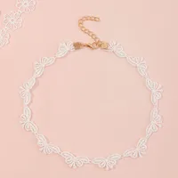 Nihaowholesale Wholesale Jewelry Fashion Purple And White Cloth Flower Children's Necklace main image 4