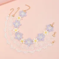 Nihaowholesale Wholesale Jewelry Fashion Purple And White Cloth Flower Children's Necklace sku image 1