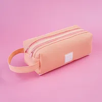 Wholesale Double Layer Canvas Large Capacity Simple Pencil Case Nihaowholesale sku image 2
