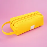 Wholesale Double Layer Canvas Large Capacity Simple Pencil Case Nihaowholesale sku image 1