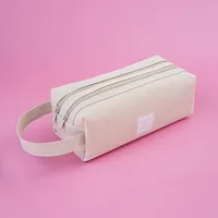 Wholesale Double Layer Canvas Large Capacity Simple Pencil Case Nihaowholesale sku image 3