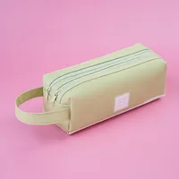 Wholesale Double Layer Canvas Large Capacity Simple Pencil Case Nihaowholesale sku image 5
