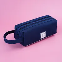 Wholesale Double Layer Canvas Large Capacity Simple Pencil Case Nihaowholesale sku image 6