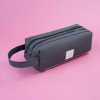 Wholesale Double Layer Canvas Large Capacity Simple Pencil Case Nihaowholesale sku image 4