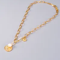 Wholesale Jewelry Heart 304 Stainless Steel Titanium Steel Freshwater Pearl 18K Gold Plated Inlaid Shell Inlaid Gold Necklace main image 4