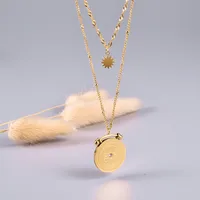 Wholesale Jewelry Heart 304 Stainless Steel Titanium Steel Rhinestones 18K Gold Plated Inlaid Gold Necklace main image 1