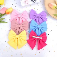 Wholesale Jewelry Solid Color Satin Fabric Chiffon Bow Hairpin Set Nihaowholesale main image 3