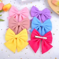 Wholesale Jewelry Solid Color Satin Fabric Chiffon Bow Hairpin Set Nihaowholesale main image 5