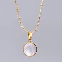 Wholesale Jewelry Heart 304 Stainless Steel Titanium Steel Shell 18K Gold Plated Inlaid Gold Necklace sku image 1