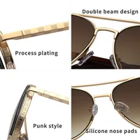 Nihaowholesale Wholesale Retro Oval Frame Metal Mirror Legs Sunglasses main image 4