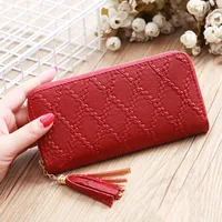 Nihaowholesale Wholesale Accessories Korean Solid Color Rhombus Embossed Wallet sku image 1