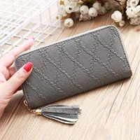 Nihaowholesale Wholesale Accessories Korean Solid Color Rhombus Embossed Wallet sku image 2