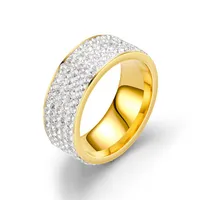 Wholesale Jewelry Fashion Geometric Stainless Steel Artificial Gemstones 18K Gold Plated Diamond Rings main image 4