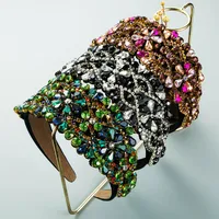 Wholesale Baroque Retro Wide-sided Stained Glass Drill Flower Headband Nihaowholesale main image 2