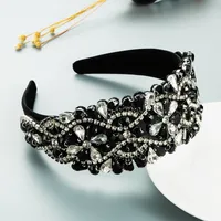 Wholesale Baroque Retro Wide-sided Stained Glass Drill Flower Headband Nihaowholesale main image 3