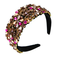Wholesale Baroque Retro Wide-sided Stained Glass Drill Flower Headband Nihaowholesale main image 5