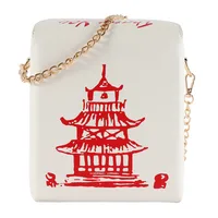 Women's Medium Pu Leather Tower Vintage Style Square Magnetic Buckle Crossbody Bag sku image 1