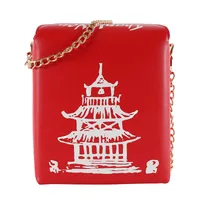 Women's Medium Pu Leather Tower Vintage Style Square Magnetic Buckle Crossbody Bag sku image 5