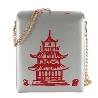 Women's Medium Pu Leather Tower Vintage Style Square Magnetic Buckle Crossbody Bag sku image 4