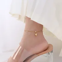 Peach Heart Titanium Steel Plated 18k Gold Zircon Anklet Wholesale Jewelry Nihaowholesale main image 2