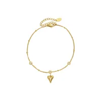 Peach Heart Titanium Steel Plated 18k Gold Zircon Anklet Wholesale Jewelry Nihaowholesale main image 4