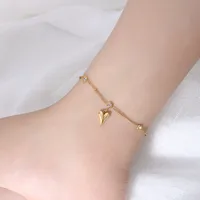 Peach Heart Titanium Steel Plated 18k Gold Zircon Anklet Wholesale Jewelry Nihaowholesale sku image 2