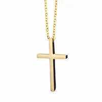 304 Stainless Steel 18K Gold Plated Simple Style Plating Cross Pendant Necklace main image 6