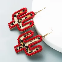 Wholesale New Creative Leather Leopard Print Cactus Earrings Nihaowholesale main image 3