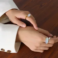 Wholesale Jewelry Fashion Geometric 304 Stainless Steel 18K Gold Plated Plating Inlaid Shell main image 1