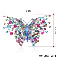 Wholesale New Retro Color Rhinestone Butterfly Brooch Nihaowholesale main image 2