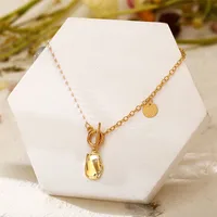 Wholesale Fashion Pearl Pendant Ot Buckle Stitching Alloy Necklace Nihaowholesale main image 4