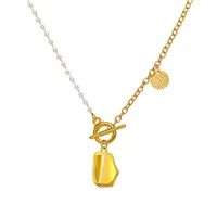 Wholesale Fashion Pearl Pendant Ot Buckle Stitching Alloy Necklace Nihaowholesale main image 5