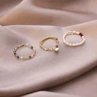 Wholesale Jewelry Crystal Pearl Beads Elastic Ring Nihaowholesale main image 1
