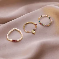 Wholesale Jewelry Crystal Pearl Beads Elastic Ring Nihaowholesale main image 2