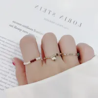 Wholesale Jewelry Crystal Pearl Beads Elastic Ring Nihaowholesale main image 3