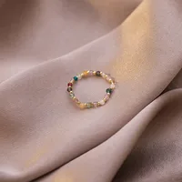 Wholesale Jewelry Crystal Pearl Beads Elastic Ring Nihaowholesale sku image 1
