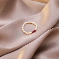 Wholesale Jewelry Crystal Pearl Beads Elastic Ring Nihaowholesale sku image 3
