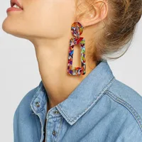 Nihaowholesale Jewelry Wholesale New Style Geometric Long Squares Multi-color Earrings main image 1