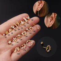 Ear Cartilage Rings & Studs Fashion Geometric Copper Plating Artificial Gemstones main image 5